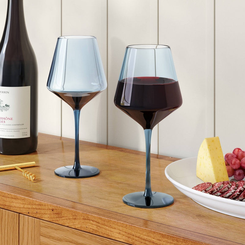 19.6oz Stemmed Wine Glass Blue - Threshold