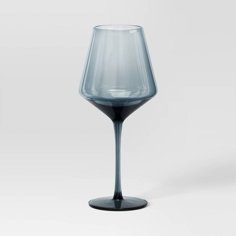 19.6oz Stemmed Wine Glass Blue - Threshold