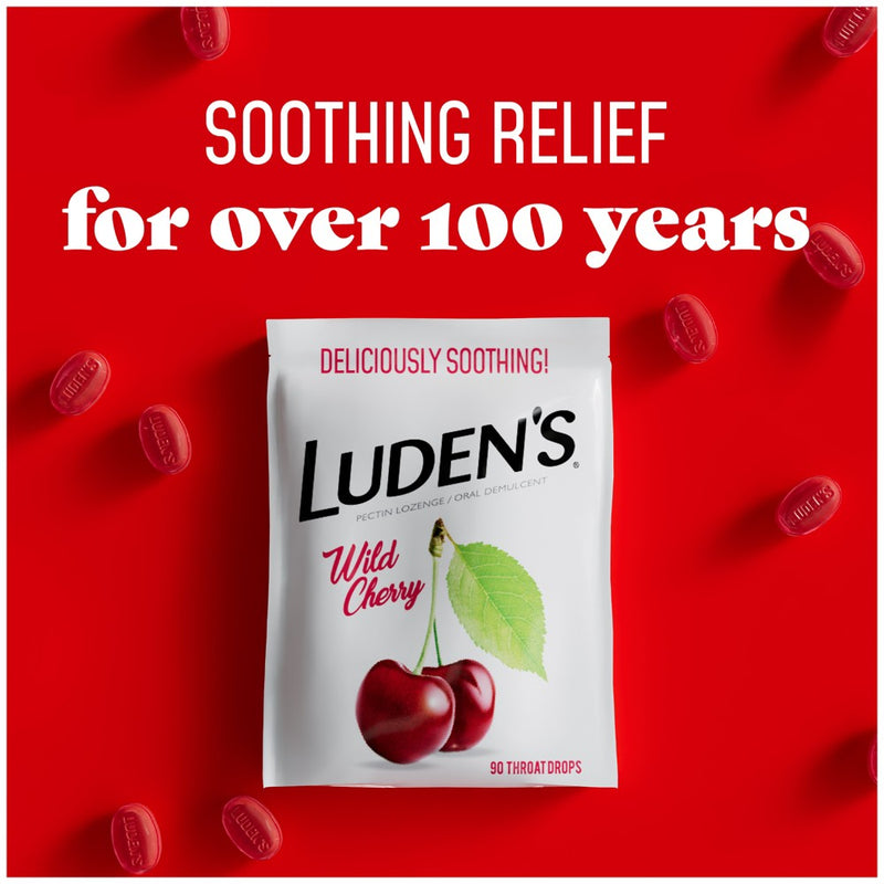 Luden's Soothing Throat Drops for Sore & Irritated Throats - Wild Cherry - 90ct