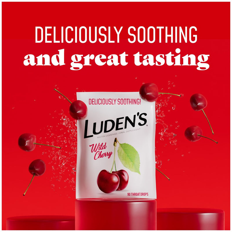 Luden's Soothing Throat Drops for Sore & Irritated Throats - Wild Cherry - 90ct