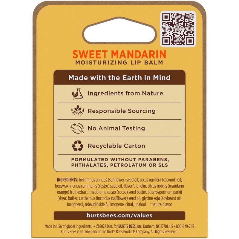 Burt's Bees Moisturizing Lip Balm - Sweet Mandarin - 0.15oz