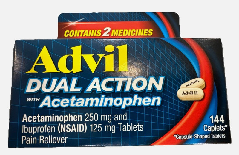 Advil Dual Action Acetaminophen 250mg + Ibuprofen 125mg Coated Caplets - 144ct