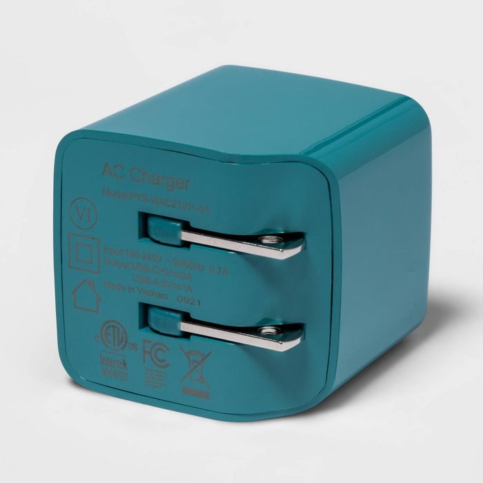 2-Port 20W USB-A and USB-C Wall Charger - heyday Bright Teal