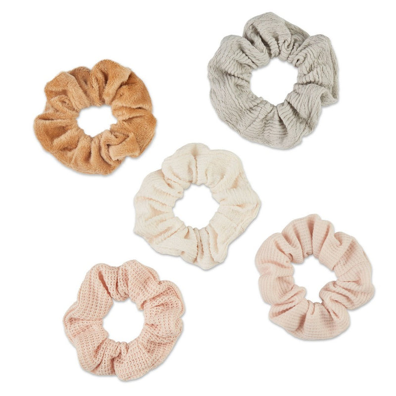 scunci No Damage Mixed Texture Scrunchies - Peach Tones - All Hair - 5pcs