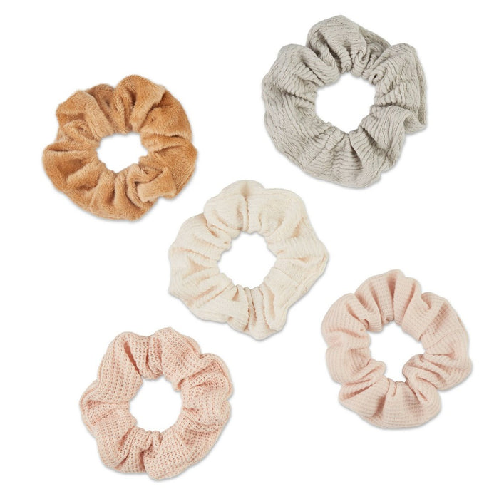 scunci No Damage Mixed Texture Scrunchies - Peach Tones - All Hair - 5pcs