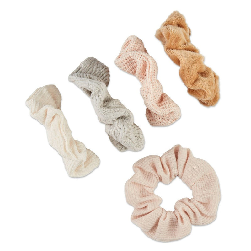 scunci No Damage Mixed Texture Scrunchies - Peach Tones - All Hair - 5pcs