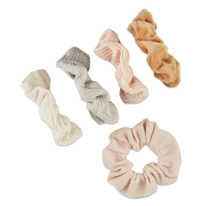 scunci No Damage Mixed Texture Scrunchies - Peach Tones - All Hair - 5pcs