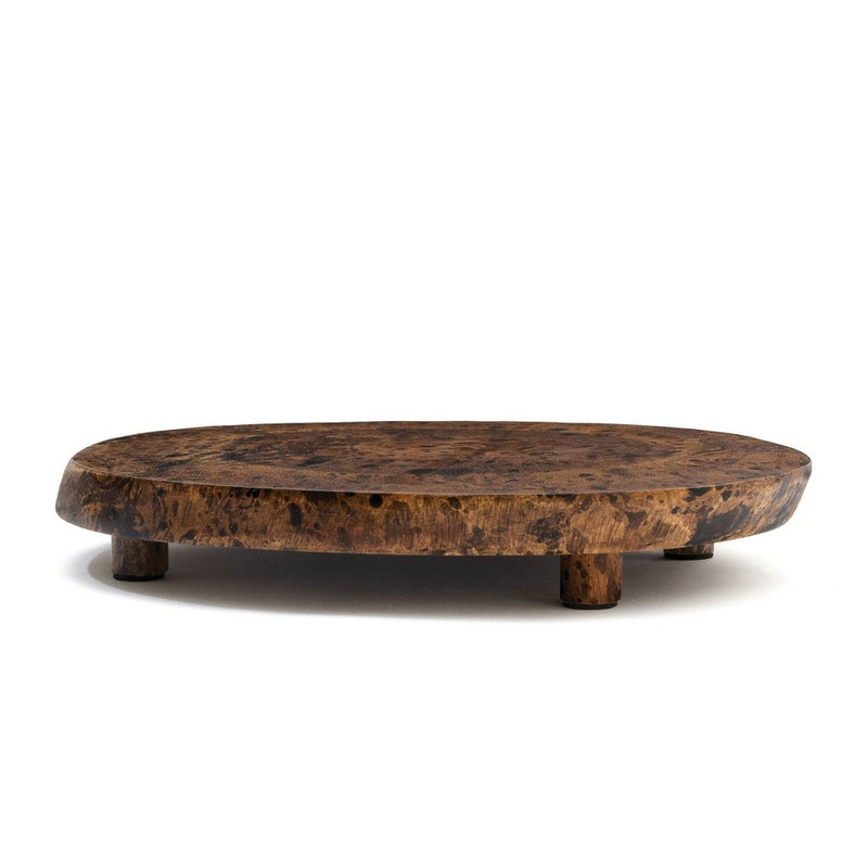 13" x 10" Burl Finish Footed Serving Platter - Lipper International
