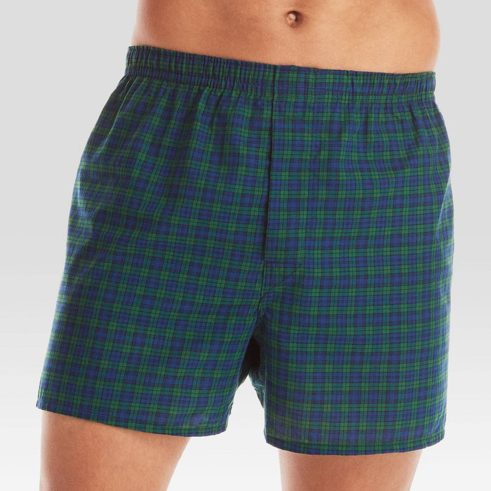 Hanes Men's Tartan Plaid Woven Boxer Shorts 5pk - Red/Brown/Blue M