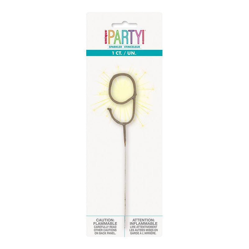 Number 9 Sparkler Flame Cake Candle