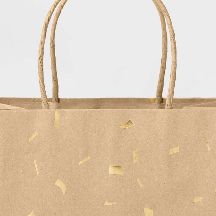 Gold Foil Specks Brown Small Gift Bag - Spritz