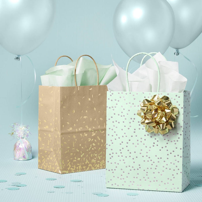 Gold Foil Specks Brown Small Gift Bag - Spritz