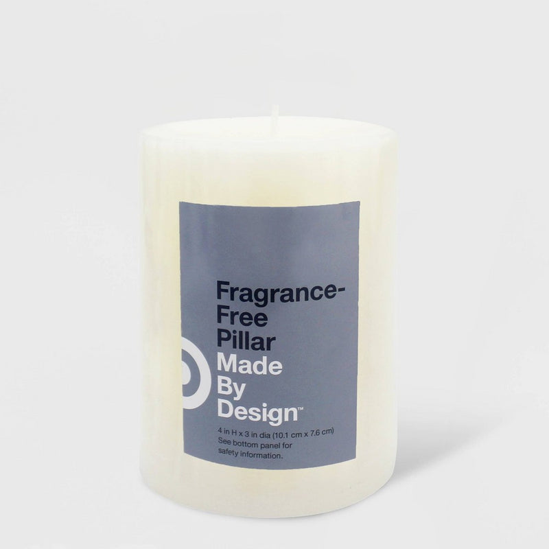 4" x 3" Unscented Pillar Candle Cream - Made By Design