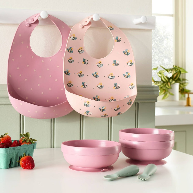 Silicone Bibs - 2pk - Flowers/Dots - Cloud Island