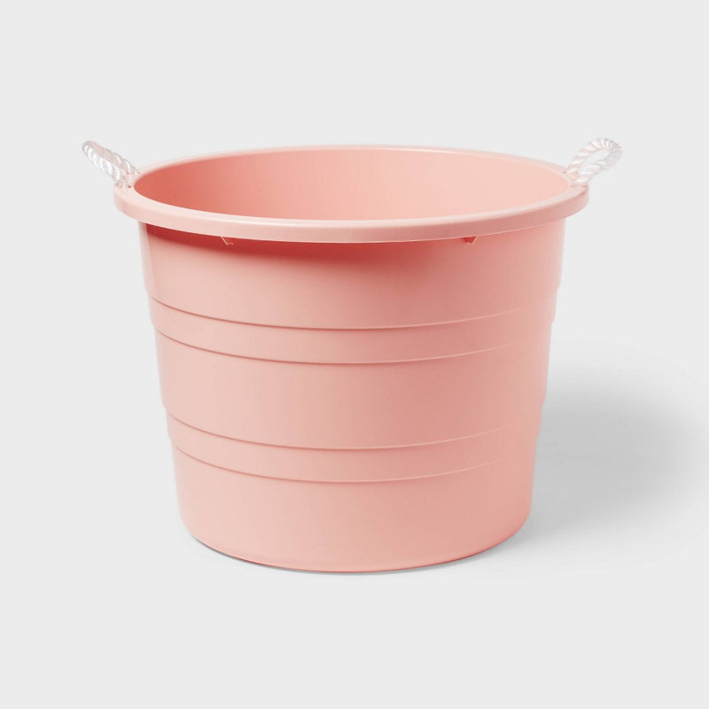 Plastic Kids' Storage Bin with Woven Handles Pink - Pillowfort (LOCAL PICKUP ONLY)