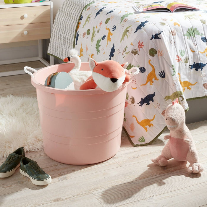 Plastic Kids' Storage Bin with Woven Handles Pink - Pillowfort