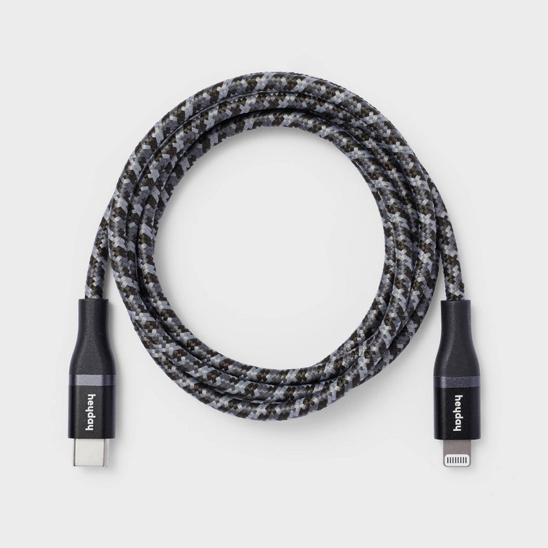 4' Lightning to USB-C Braided Cable - heyday Black