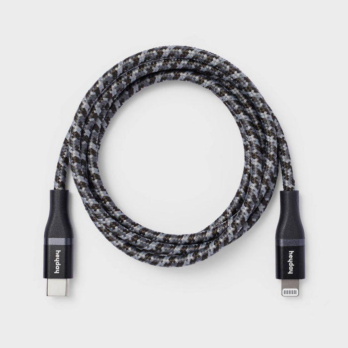 4' Lightning to USB-C Braided Cable - heyday Black
