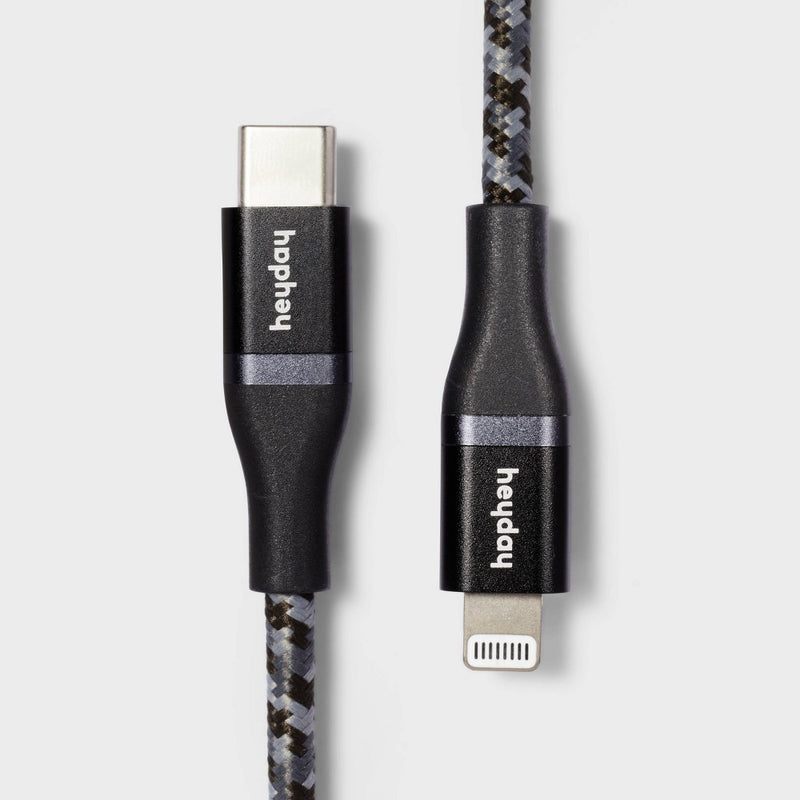 4' Lightning to USB-C Braided Cable - heyday Black