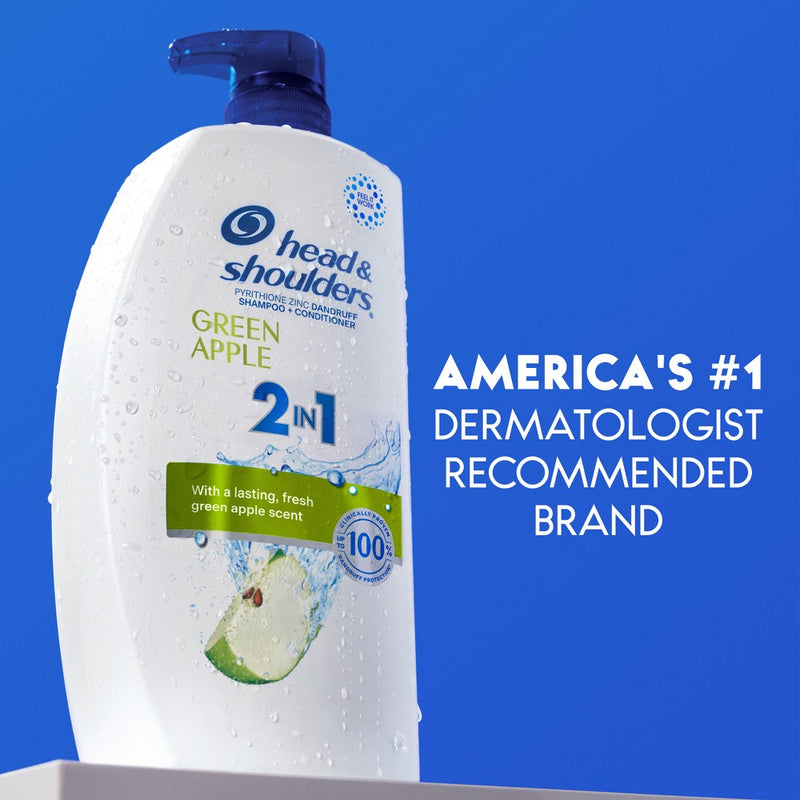 Head & Shoulders 2-in-1 Dandruff Shampoo and Conditioner, Anti-Dandruff Treatment, Green Apple for Daily Use, Paraben-Free - 28.2 fl oz