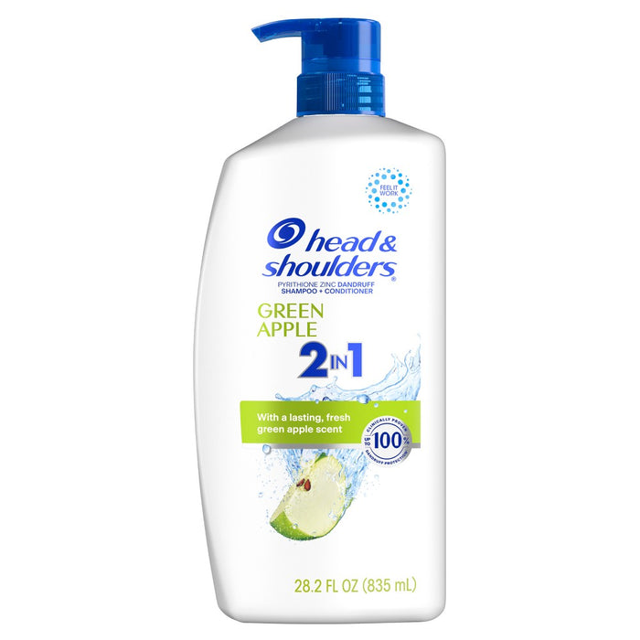 Head & Shoulders 2-in-1 Dandruff Shampoo and Conditioner, Anti-Dandruff Treatment, Green Apple for Daily Use, Paraben-Free - 28.2 fl oz