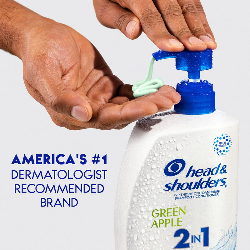 Head & Shoulders 2-in-1 Dandruff Shampoo and Conditioner, Anti-Dandruff Treatment, Green Apple for Daily Use, Paraben-Free - 28.2 fl oz