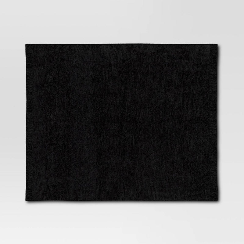 Shiny Chenille Throw Blanket Black - Threshold