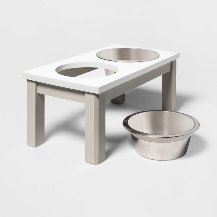 Traditional Short Elevated Dual Tone Dog Bowl with Sour Cream Top - Off-White - Boots & Barkley (LOCAL PICKUP ONLY)
