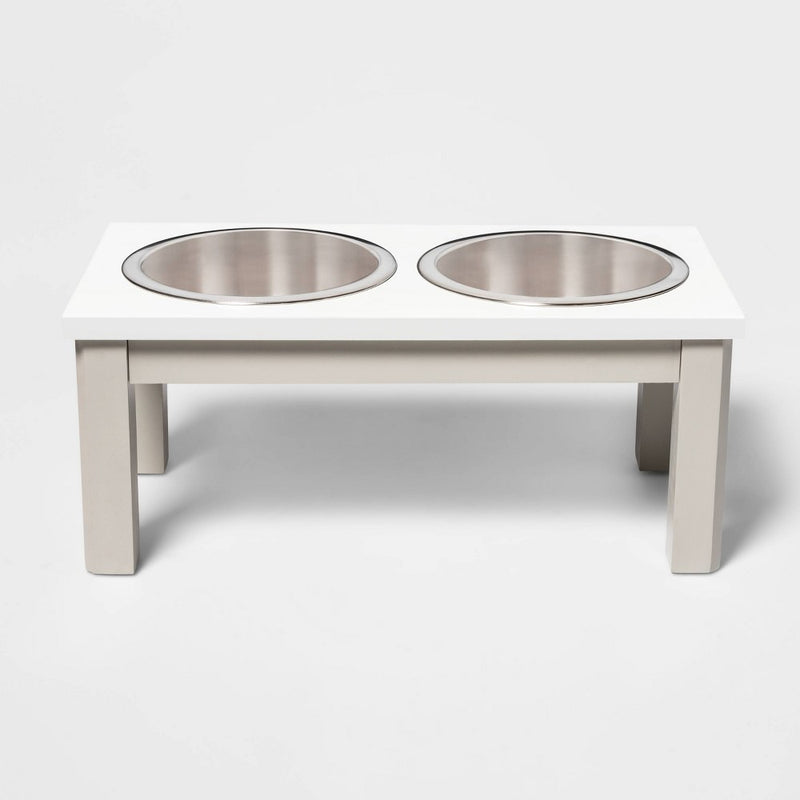 Traditional Short Elevated Dual Tone Dog Bowl with Sour Cream Top - Off-White - Boots & Barkley (LOCAL PICKUP ONLY)