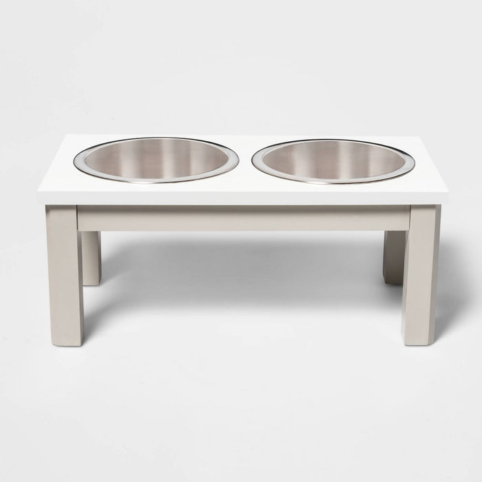 Traditional Short Elevated Dual Tone Dog Bowl with Sour Cream Top - Off-White - Boots & Barkley (LOCAL PICKUP ONLY)