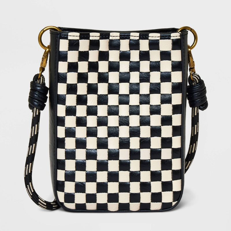 Check Print Phone Crossbody Bag - Universal Thread Black