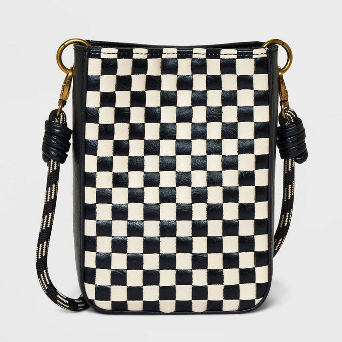 Check Print Phone Crossbody Bag - Universal Thread Black