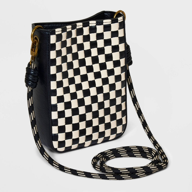 Check Print Phone Crossbody Bag - Universal Thread Black