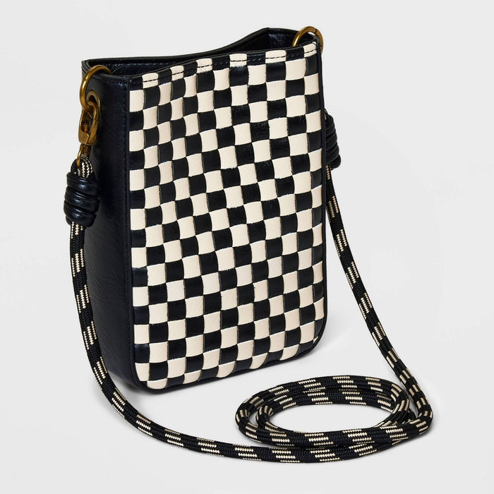 Check Print Phone Crossbody Bag - Universal Thread Black