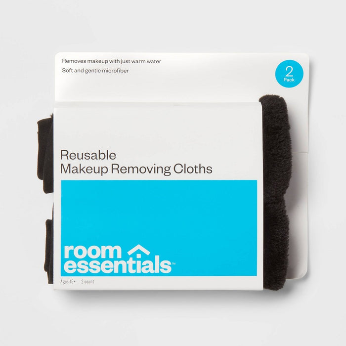 2pk Makeup Washcloths Dark Gray - Room Essentials