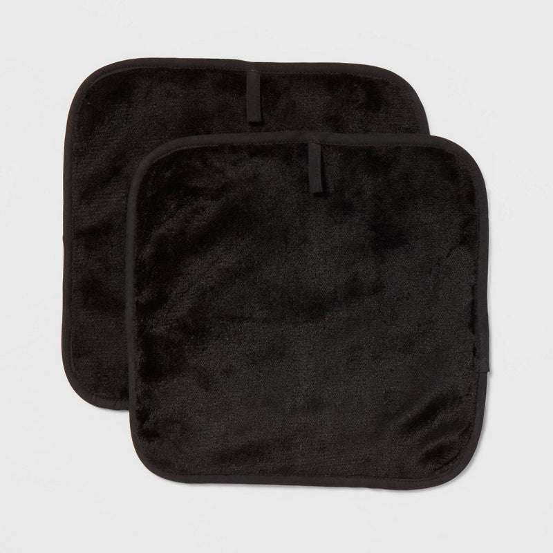 2pk Makeup Washcloths Dark Gray - Room Essentials