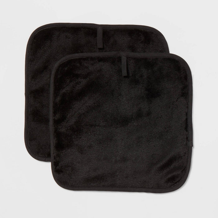 2pk Makeup Washcloths Dark Gray - Room Essentials