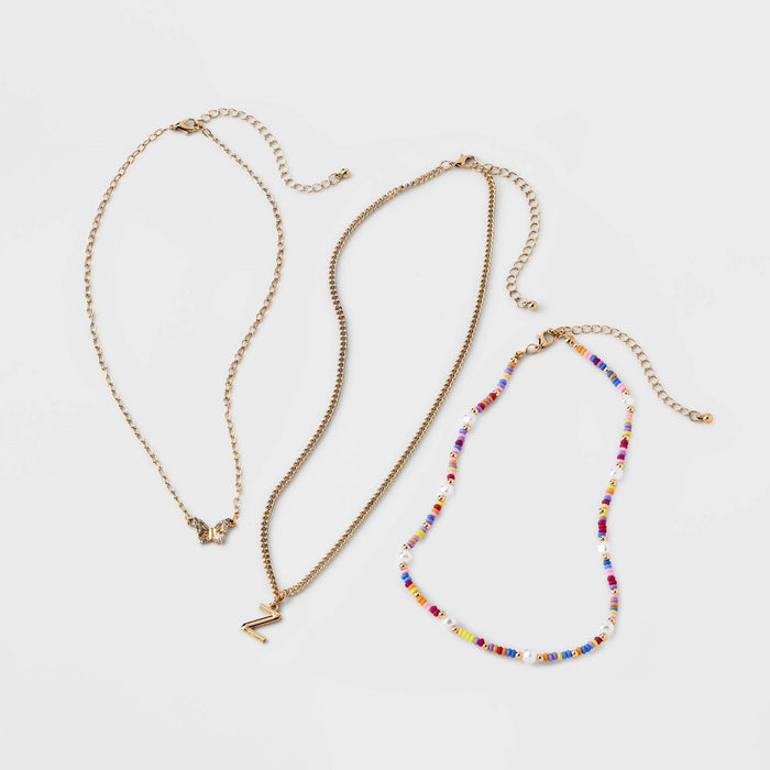Girls' 3pk Initial 'Z' Beaded Necklace Set - art class