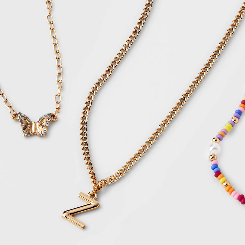 Girls' 3pk Initial 'Z' Beaded Necklace Set - art class