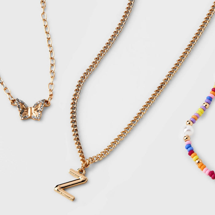 Girls' 3pk Initial 'Z' Beaded Necklace Set - art class