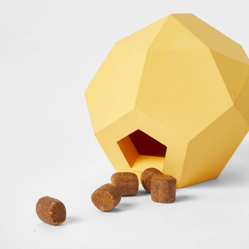 Faceted Treater Rubber Dog Toy - Yellow - Boots & Barkley