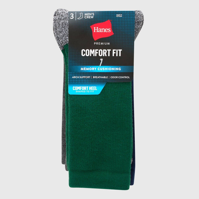Hanes Premium Men's Total Support Crew Socks 3pk - Green 6-12