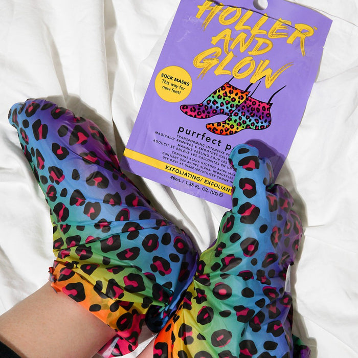 Holler and Glow Purrfect Pedi Foot Mask - Rainbow - 1.35 fl oz