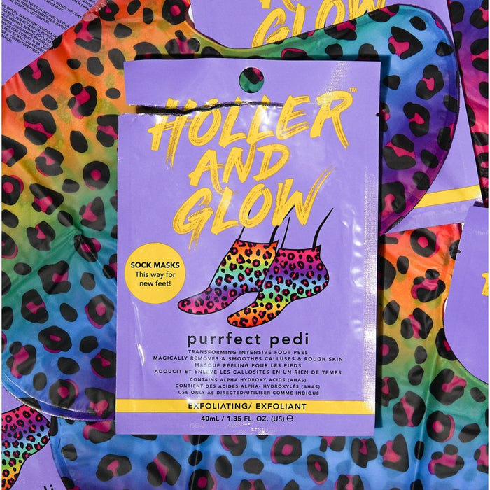 Holler and Glow Purrfect Pedi Foot Mask - Rainbow - 1.35 fl oz