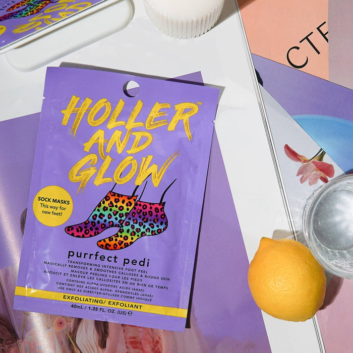 Holler and Glow Purrfect Pedi Foot Mask - Rainbow - 1.35 fl oz