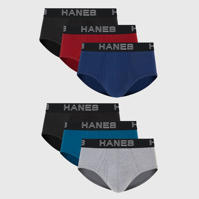 Hanes Premium Men's Stretch Classic Briefs 6pk - Blue/Black/Red M