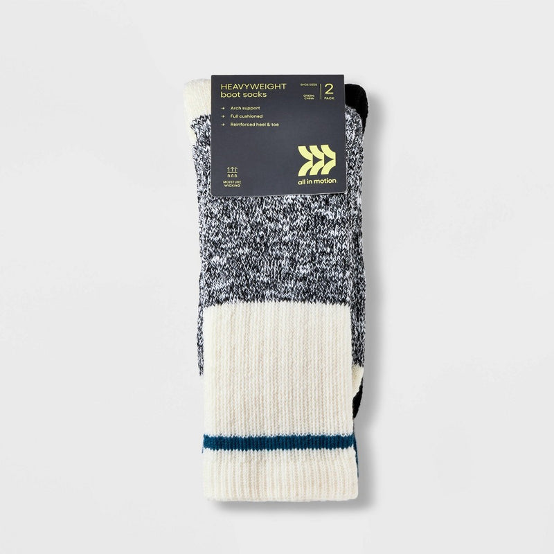 Men's Marl Trailblazer Boot Socks - All In Motion Blue/Gray 6-12