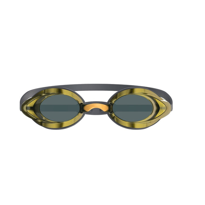 Speedo Adult Record Breaker Swim Goggles - Gray/Smoke/Gold Mirror