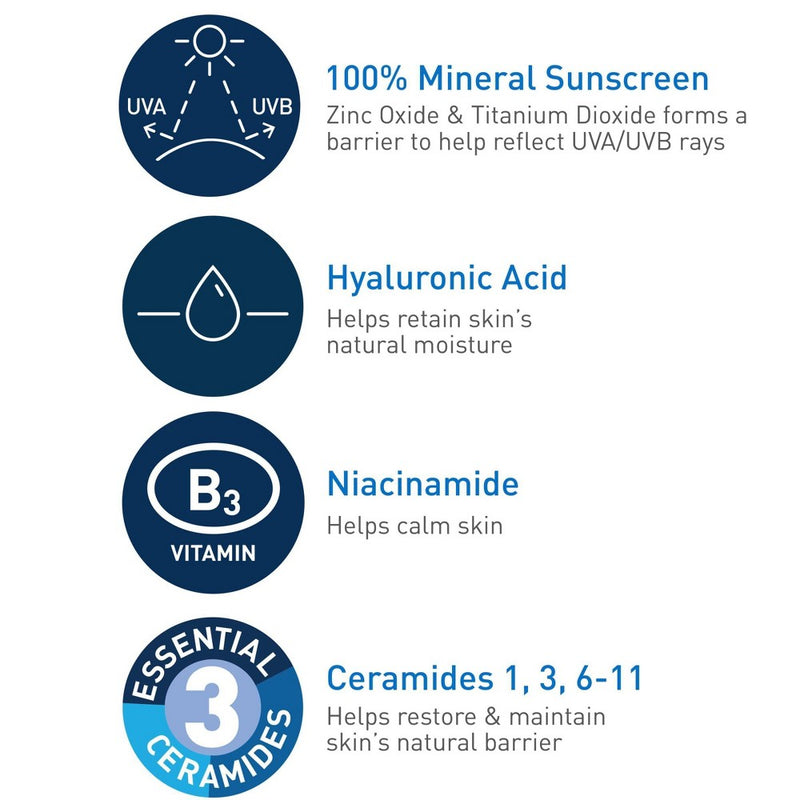 CeraVe Hydrating Mineral Tinted Face Sunscreen Lotion 1.7 fl oz EXP 08/2025