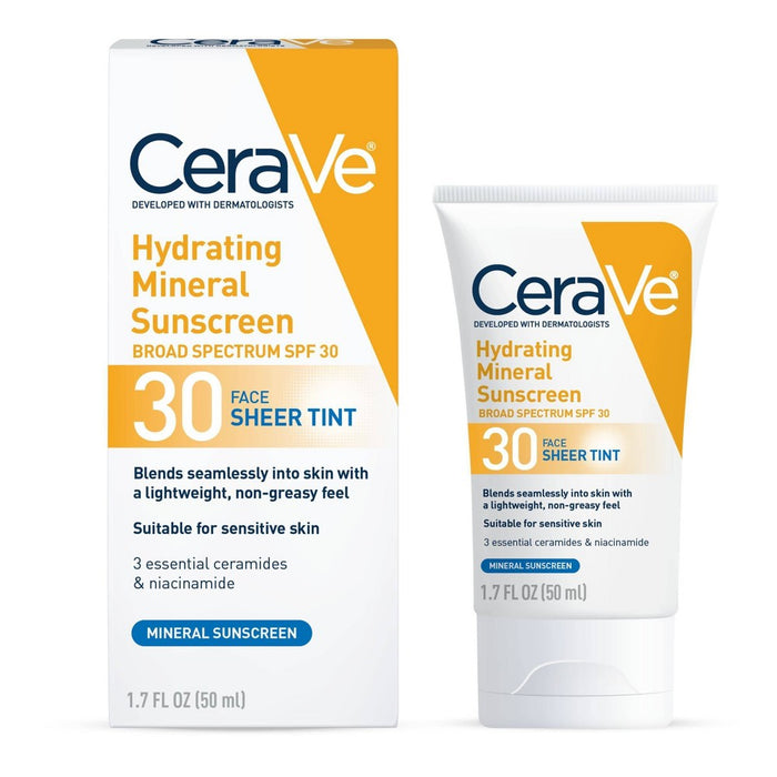 CeraVe Hydrating Mineral Tinted Face Sunscreen Lotion 1.7 fl oz EXP 08/2025